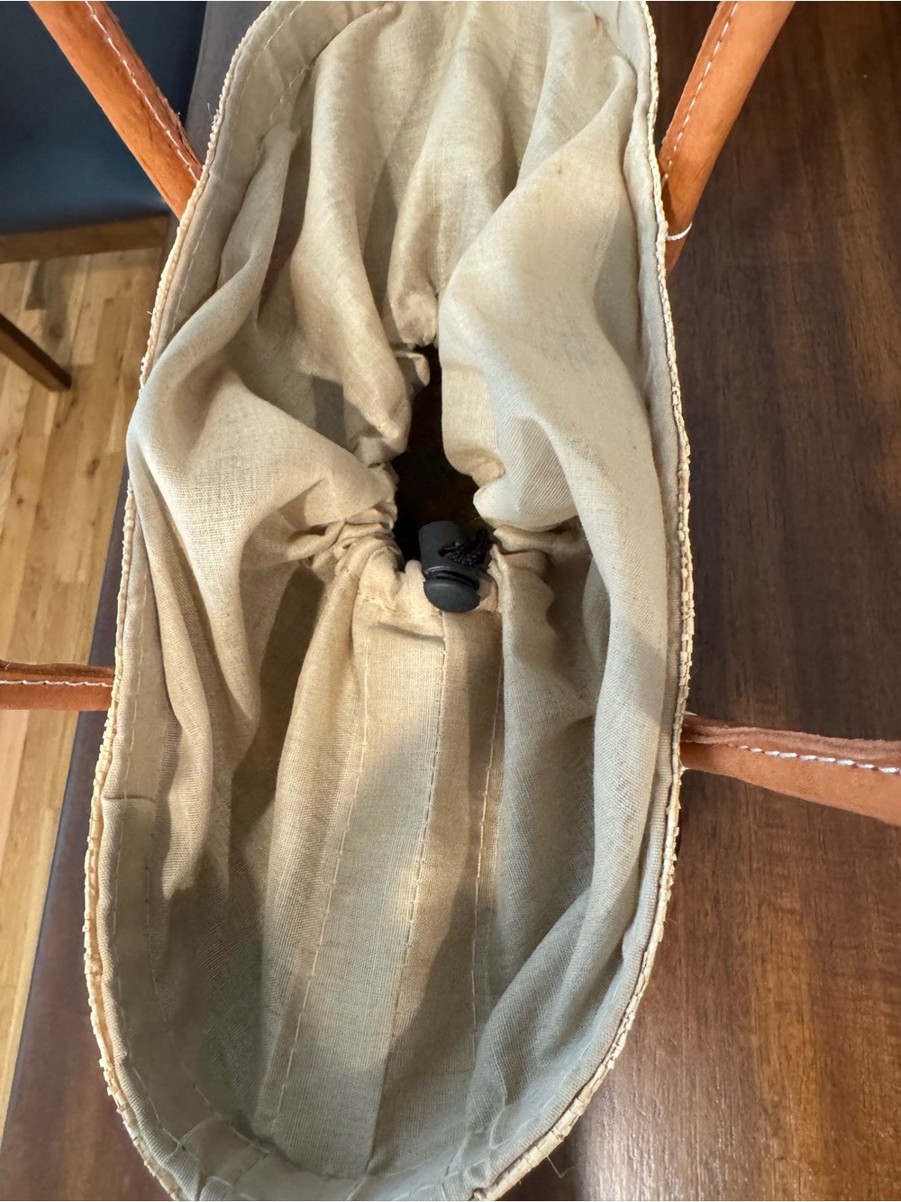 NWT Artisan Handwoven Madagascar Raffia Colorblock Market Tote Leather Trim Bag - Picture 10 of 10